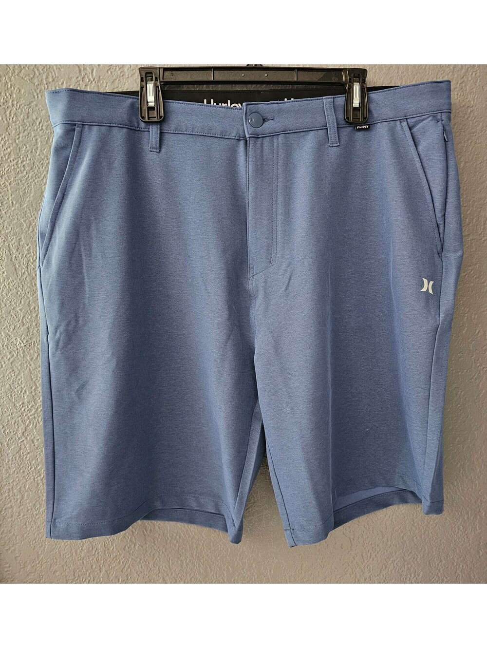 New Men's Hurley Water Repellant Stretch Trek Hybrid Shorts Size 40 Blue Pockets
